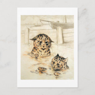 Katzen im Wasser, Louis Wain Postkarte