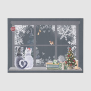 Katzen im Weihnachtsfenster Seidenpapier