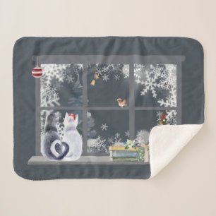 Katzen im Weihnachtsfenster Sherpadecke