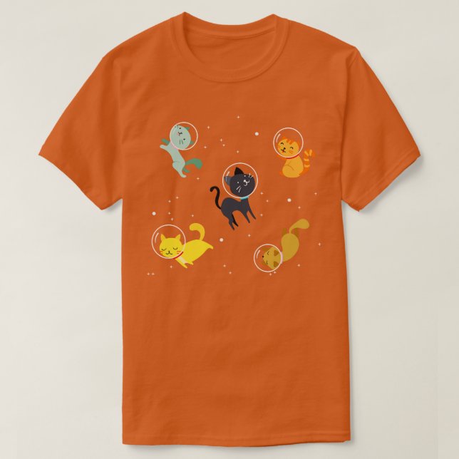 Katzen im Weltraum T-Shirt (Design vorne)