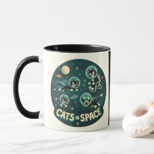 Katzen im Weltraum UFO lustiger Humor Kitty Tasse