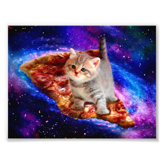 Katzen im Weltraumpizza Fotodruck (Vorne)