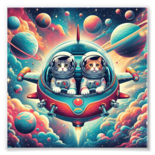 Katzen im Weltraumposter! Fotodruck