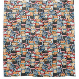 Katzen im Winter-Skarven & Hats-Muster Duschvorhang