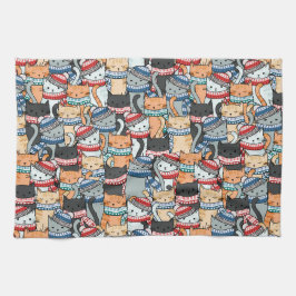 Katzen im Winter-Skarven & Hats-Muster Geschirrtuch