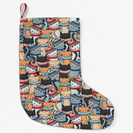 Katzen im Winter-Skarven & Hats-Muster Kleiner Weihnachtsstrumpf