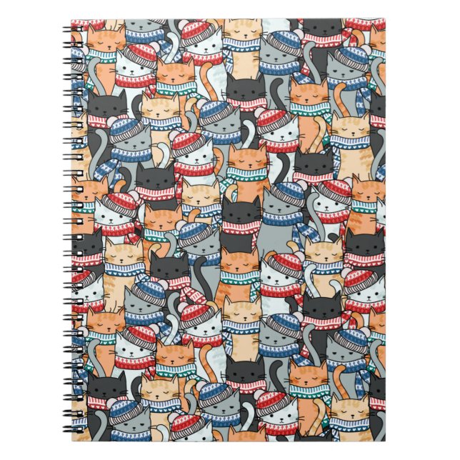 Katzen im Winter-Skarven & Hats-Muster Notizblock (Vorderseite)