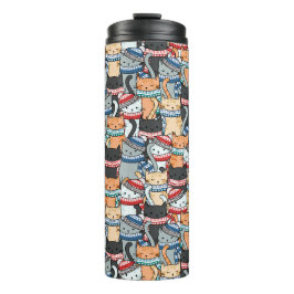 Katzen im Winter-Skarven & Hats-Muster Thermosbecher