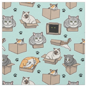 Katzen in Boxen, wenn ich mich hinsetze, lustig Fa Stoff