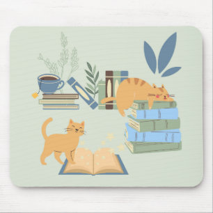Katzen in Büchern Mousepad