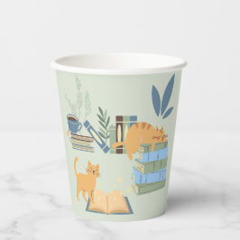 Katzen in Büchern Pappbecher