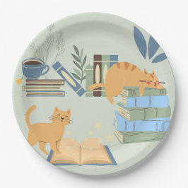 Katzen in Büchern Pappteller