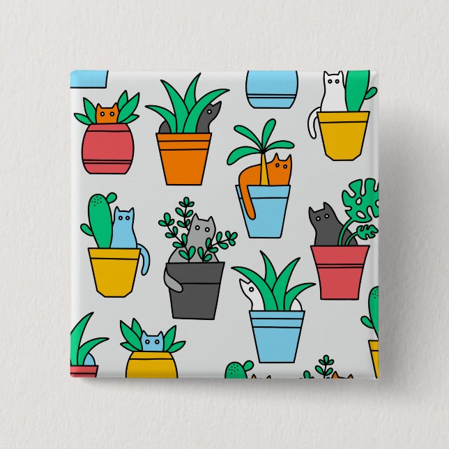 Katzen in den Blumentöpfen Button (Vorderseite)