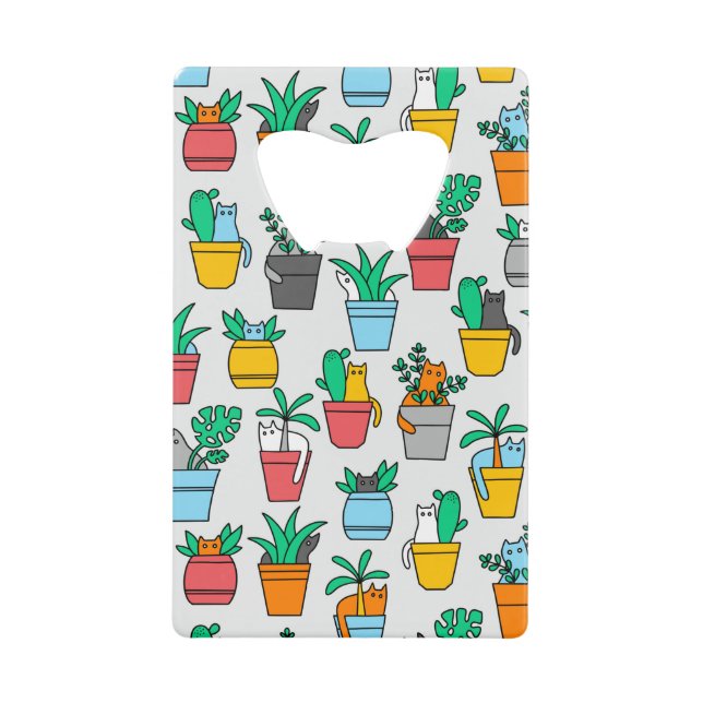 Katzen in den Blumentöpfen Geldbeutel Flaschenöffner (Vorderseite)