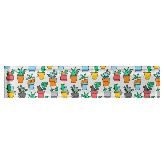 Katzen in den Blumentöpfen Namensplakette (Vorderseite)