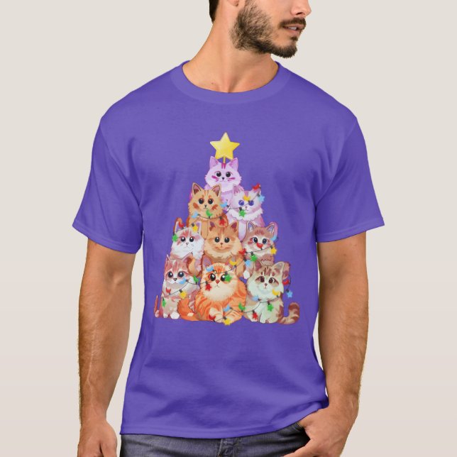 Katzen in den Weihnachtsbeleuchtung Katzenjause T-Shirt (Vorderseite)