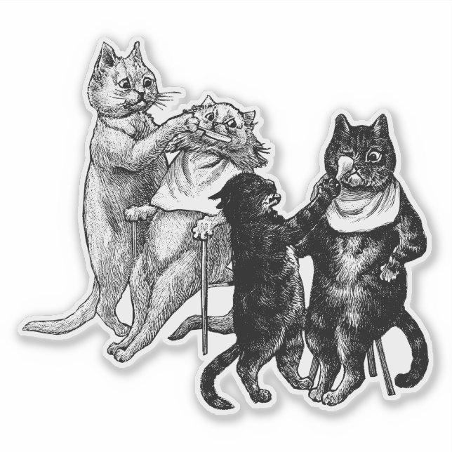 Katzen in der Friseurwerkstatt Haircut Illustratio Aufkleber (Vorderseite)