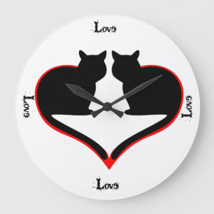 Katzen in der Liebe Große Wanduhr
