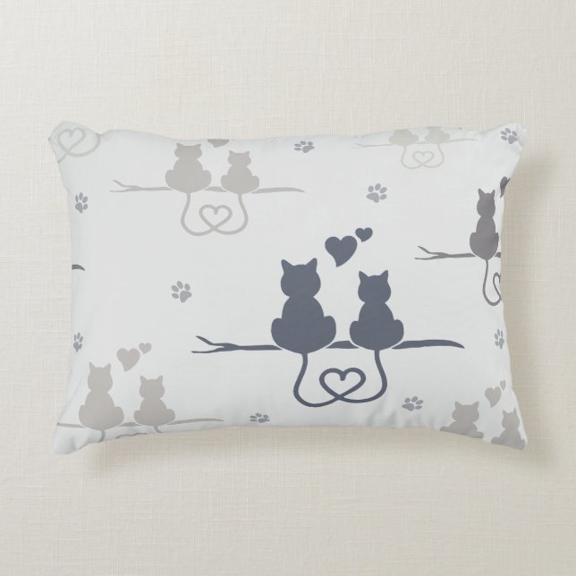 Katzen in der Liebe Modernes Muster der tierischen Dekokissen (Vorderseite)