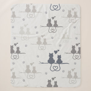 Katzen in der Liebe Modernes Muster der tierischen Sherpadecke