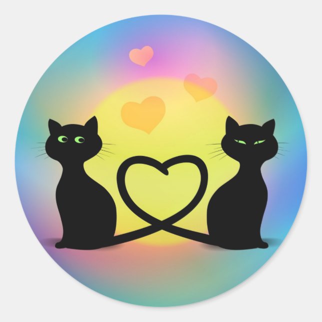 Katzen in der Liebe Runder Aufkleber (Vorderseite)