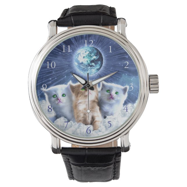 Katzen in der Wolke Armbanduhr (Vorderseite)