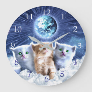 Katzen in der Wolke Große Wanduhr