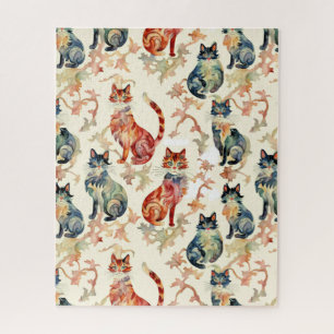 Katzen in einem chinesischen Aquarellmuster