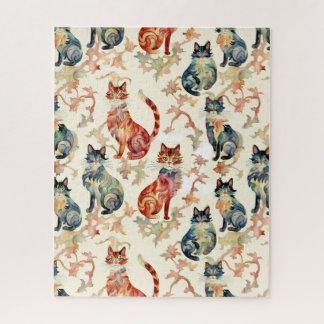 Katzen in einem chinesischen Aquarellmuster