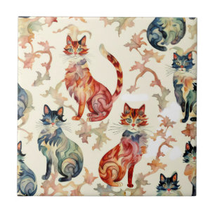 Katzen in einem chinesischen Aquarellmuster Fliese