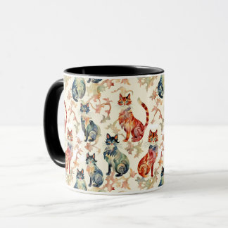 Katzen in einem chinesischen Aquarellmuster Tasse