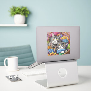 Katzen in einem Korb Aufkleber