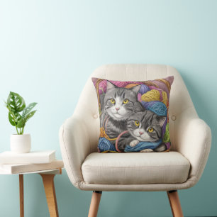 Katzen in einem Korb Kissen