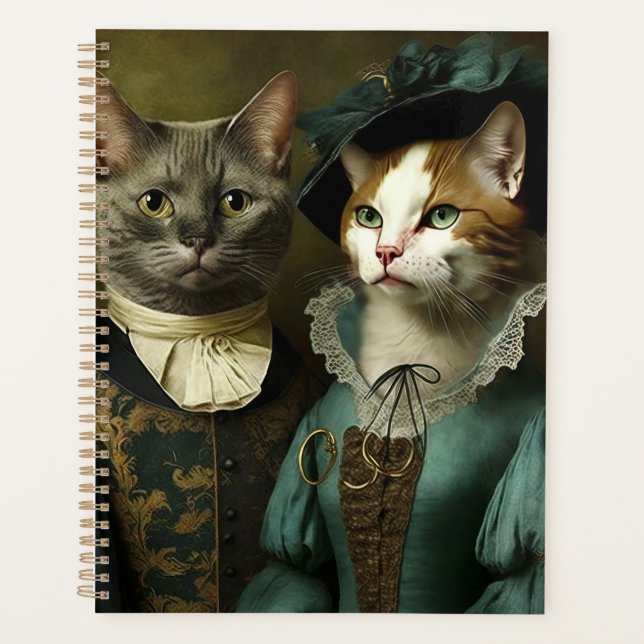 Katzen in Extravagantem Kleid Whimsistisch Planer (Vorderseite)
