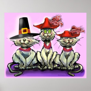 Katzen in "Funny Hats Poster" Poster