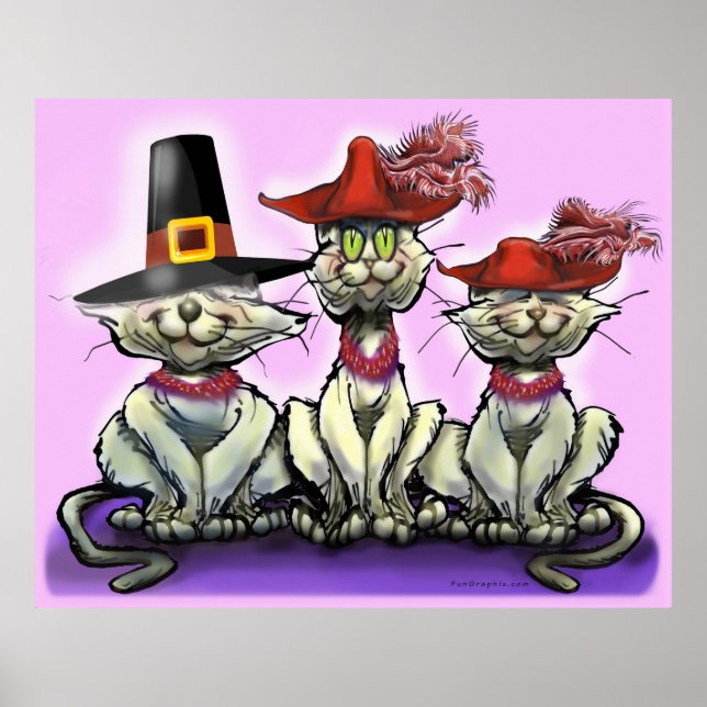 Katzen in "Funny Hats Poster" Poster (Vorne)