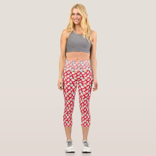 Katzen in Kaffeetassen 01. Red BG Capri Leggings