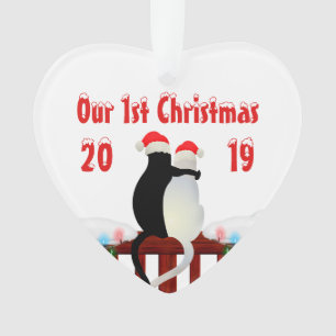 Katzen in Kappen 1. Personalisiertes Weihnachtsher Ornament