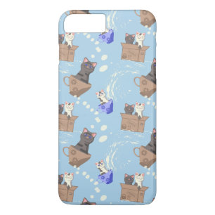 Katzen in Kiste und Milchfallen auf blau Case-Mate iPhone Hülle