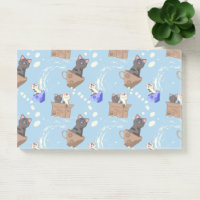 Katzen in Kiste und Milchfallen auf blau