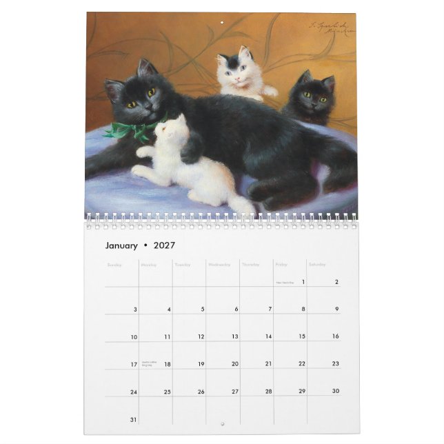 Katzen in klassischer Kunst Kalender (Jan 2027)