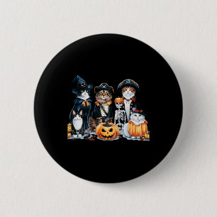 Katzen in Kostümen Herbst Halloween T-Shirt Spaß K Button