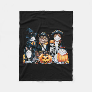 Katzen in Kostümen Herbst Halloween T-Shirt Spaß K Fleecedecke