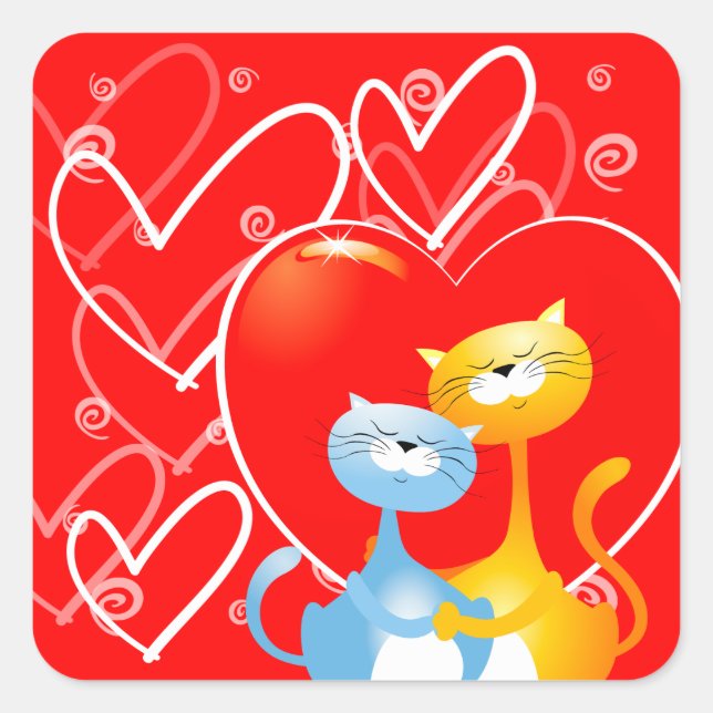 Katzen in Liebe, Aufkleber (Vorderseite)