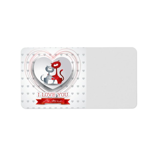 Katzen in Liebe mit dem Herzen Adressaufkleber (Vorne)