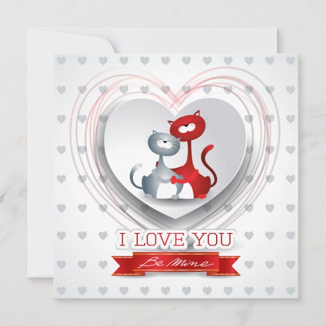 Katzen in Liebe mit dem Herzen Einladung (Vorderseite)