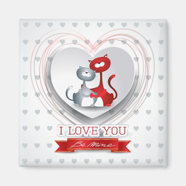 Katzen in Liebe mit dem Herzen Magnet (Vorne)