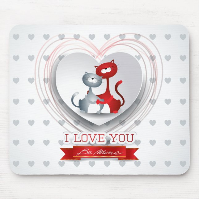Katzen in Liebe mit dem Herzen Mousepad (Vorne)