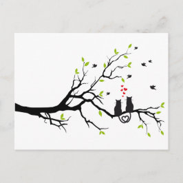 Katzen in Liebe mit den roten Herzen auf den Frühl Postkarte