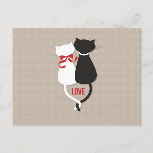 Katzen in Liebe Umgeben von Herzen Postkarte (Vorderseite)